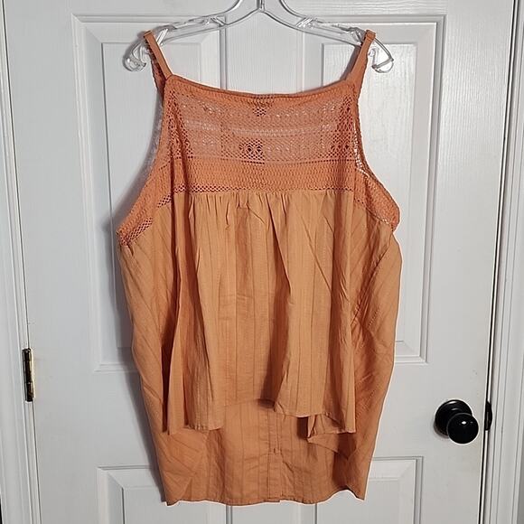 Torrid Button Up Embroidered Crochet Tank, Peach Bloom, NWT - Picture 7 of 7